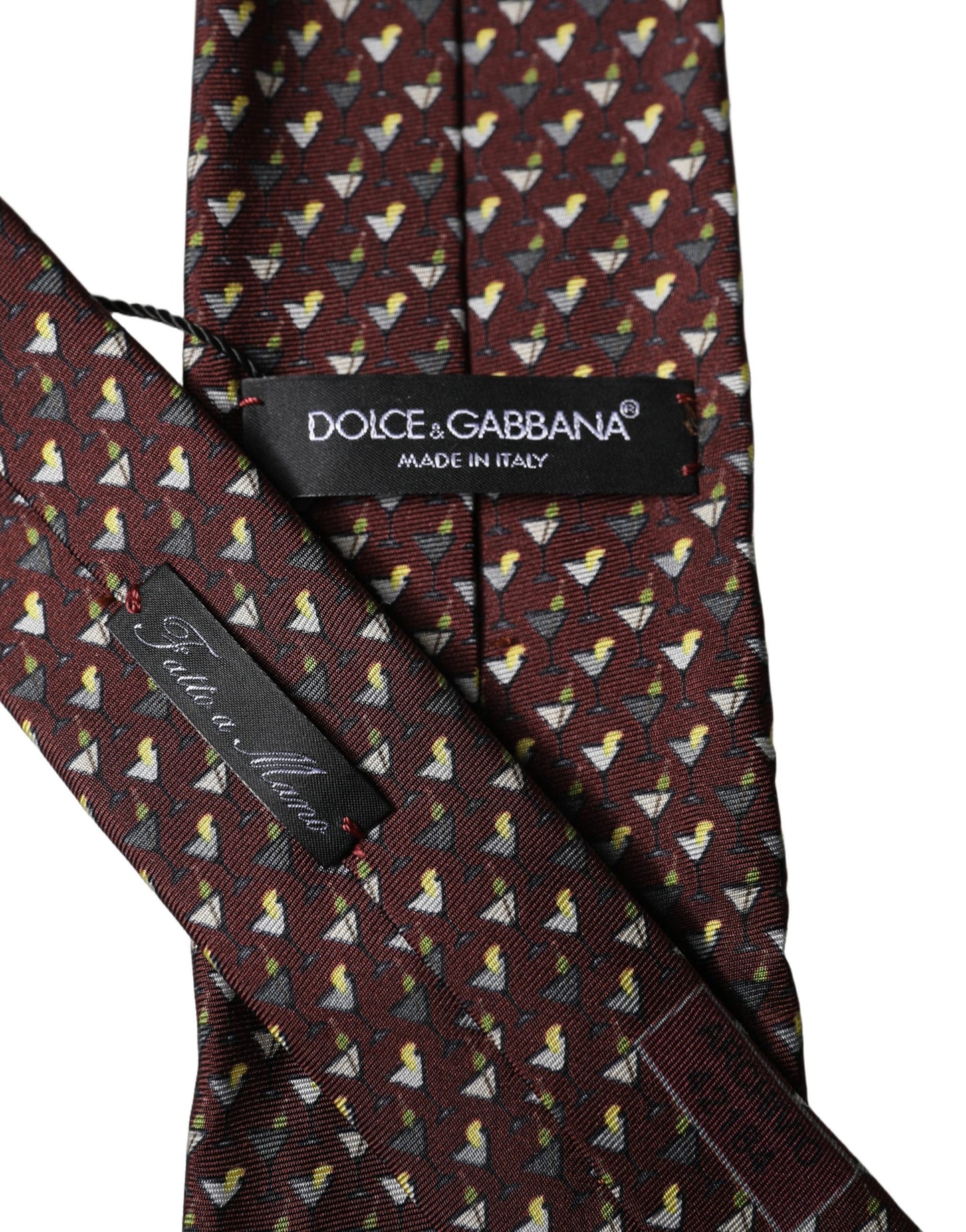 Corbata de seda geométrica granate ajustable para hombre Dolce & Gabbana