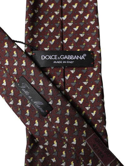 Corbata de seda geométrica granate ajustable para hombre Dolce & Gabbana