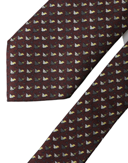 Corbata de seda geométrica granate ajustable para hombre Dolce & Gabbana