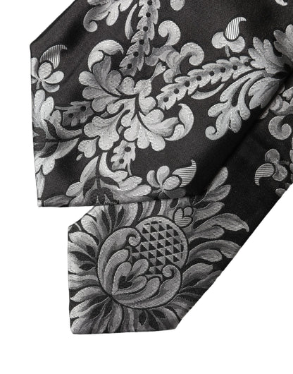Corbata de seda floral negra plateada ajustable para mujer Dolce & Gabbana