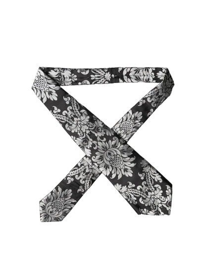 Corbata de seda floral negra plateada ajustable para mujer Dolce & Gabbana