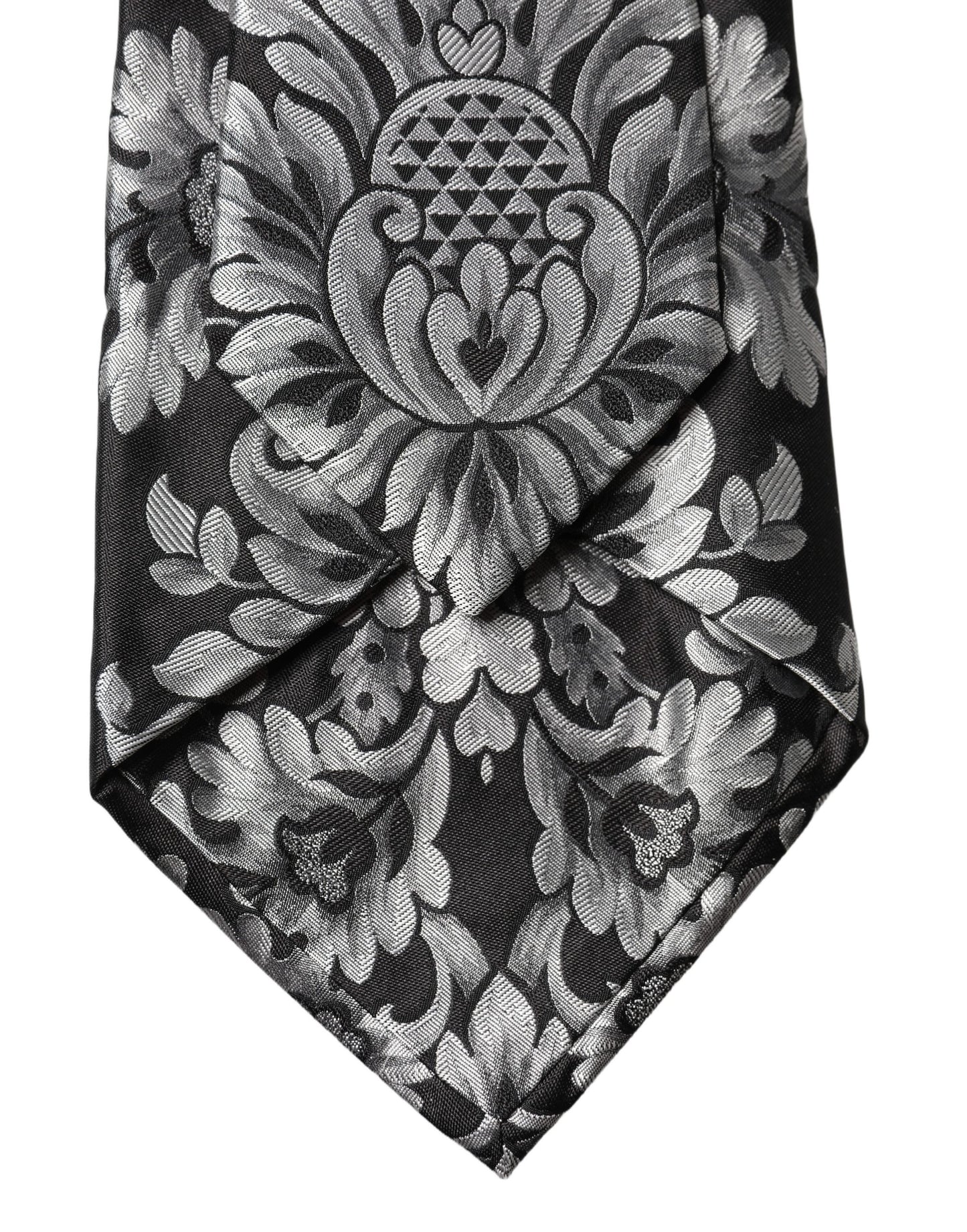 Corbata de seda floral negra plateada ajustable para mujer Dolce & Gabbana