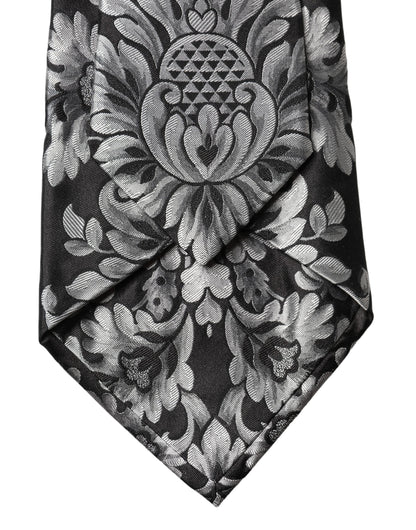 Corbata de seda floral negra plateada ajustable para mujer Dolce & Gabbana