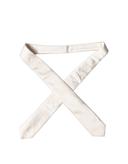Dolce & Gabbana Corbata ajustable de raso de seda blanca cruda para mujer