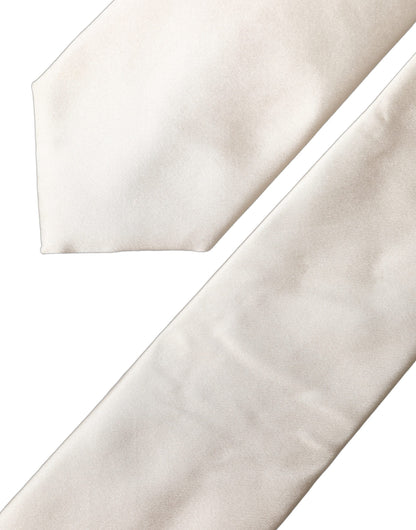 Dolce & Gabbana Corbata ajustable de raso de seda blanca cruda para mujer