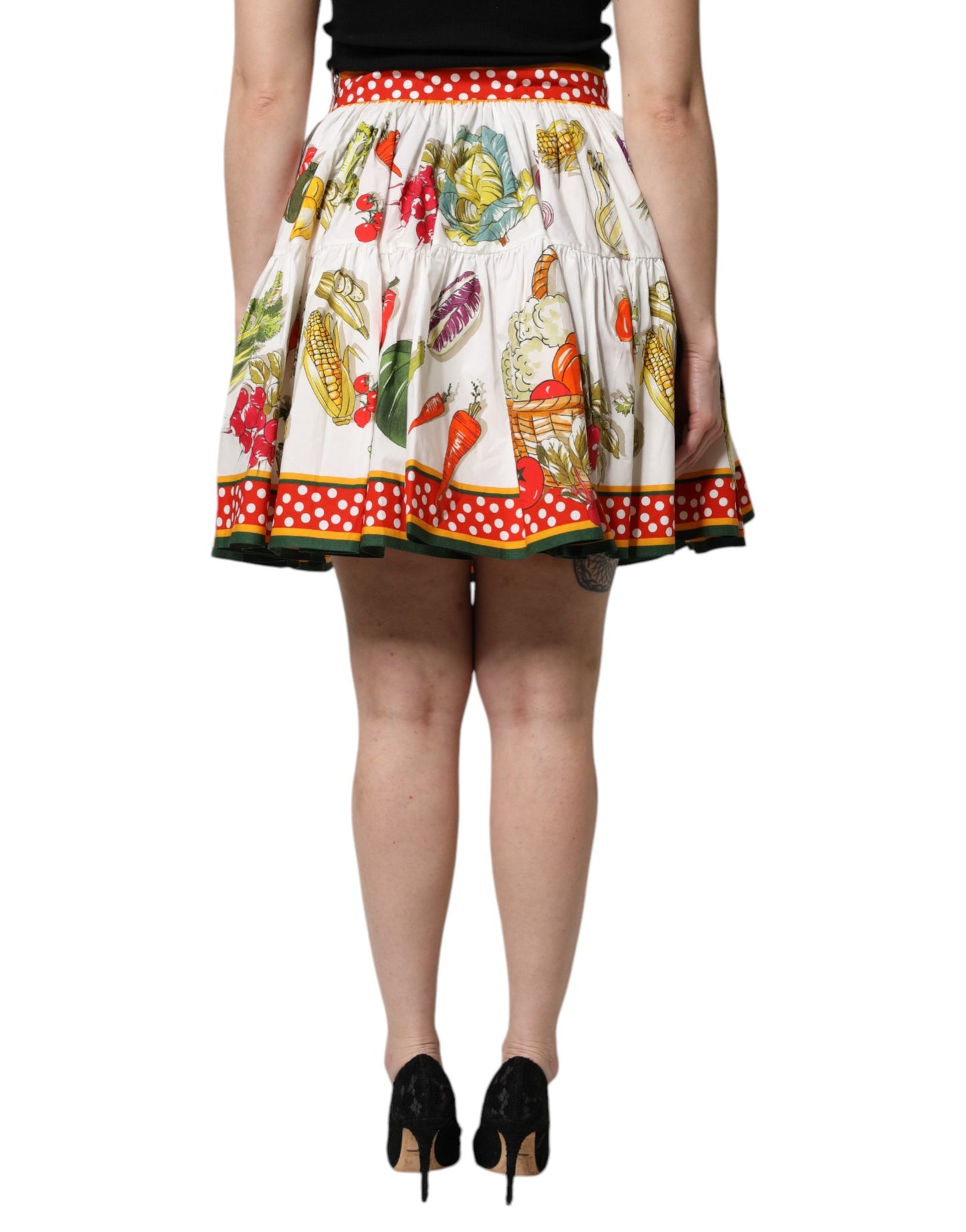 Mini-jupe courte en popeline imprimée végétale multicolore Dolce & Gabbana