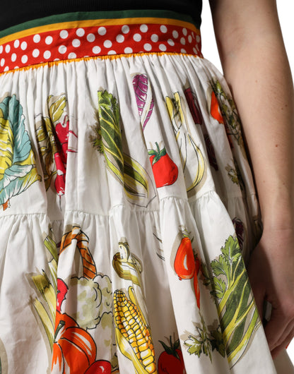 Mini-jupe courte en popeline imprimée végétale multicolore Dolce & Gabbana