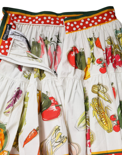 Mini-jupe courte en popeline imprimée végétale multicolore Dolce & Gabbana