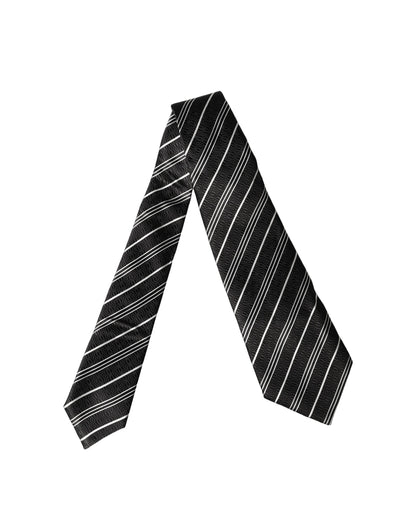 Corbata de mujer de seda a rayas blancas y negras ajustable Dolce & Gabbana
