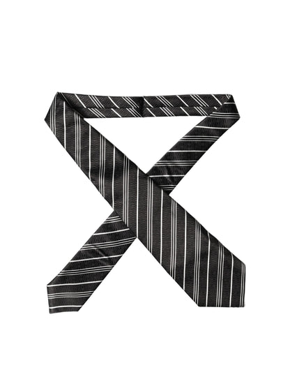 Corbata de mujer de seda a rayas blancas y negras ajustable Dolce & Gabbana