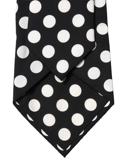 Cravate réglable en soie à pois noirs et blancs Dolce & Gabbana pour femme