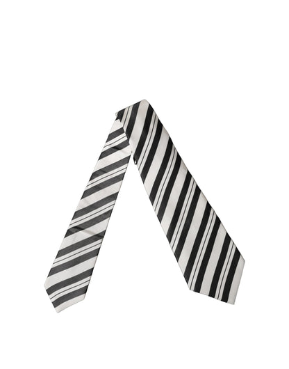 Corbata de mujer de seda a rayas blancas y negras ajustable Dolce & Gabbana
