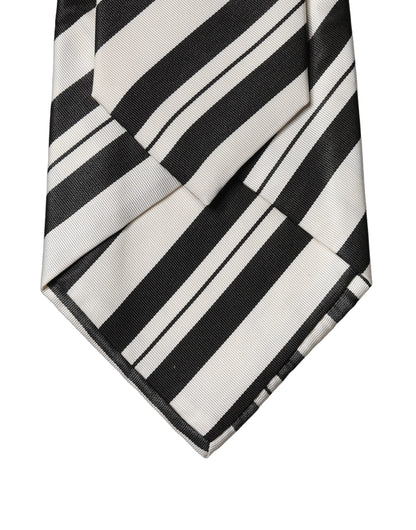 Corbata de mujer de seda a rayas blancas y negras ajustable Dolce & Gabbana