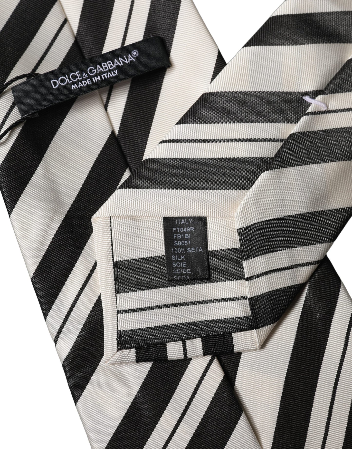 Corbata de mujer de seda a rayas blancas y negras ajustable Dolce & Gabbana