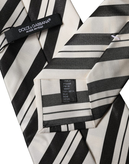 Corbata de mujer de seda a rayas blancas y negras ajustable Dolce & Gabbana