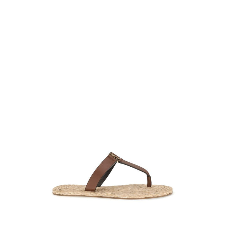 Sandales plates Saint Laurent en cuir de veau marron Bos Taurus