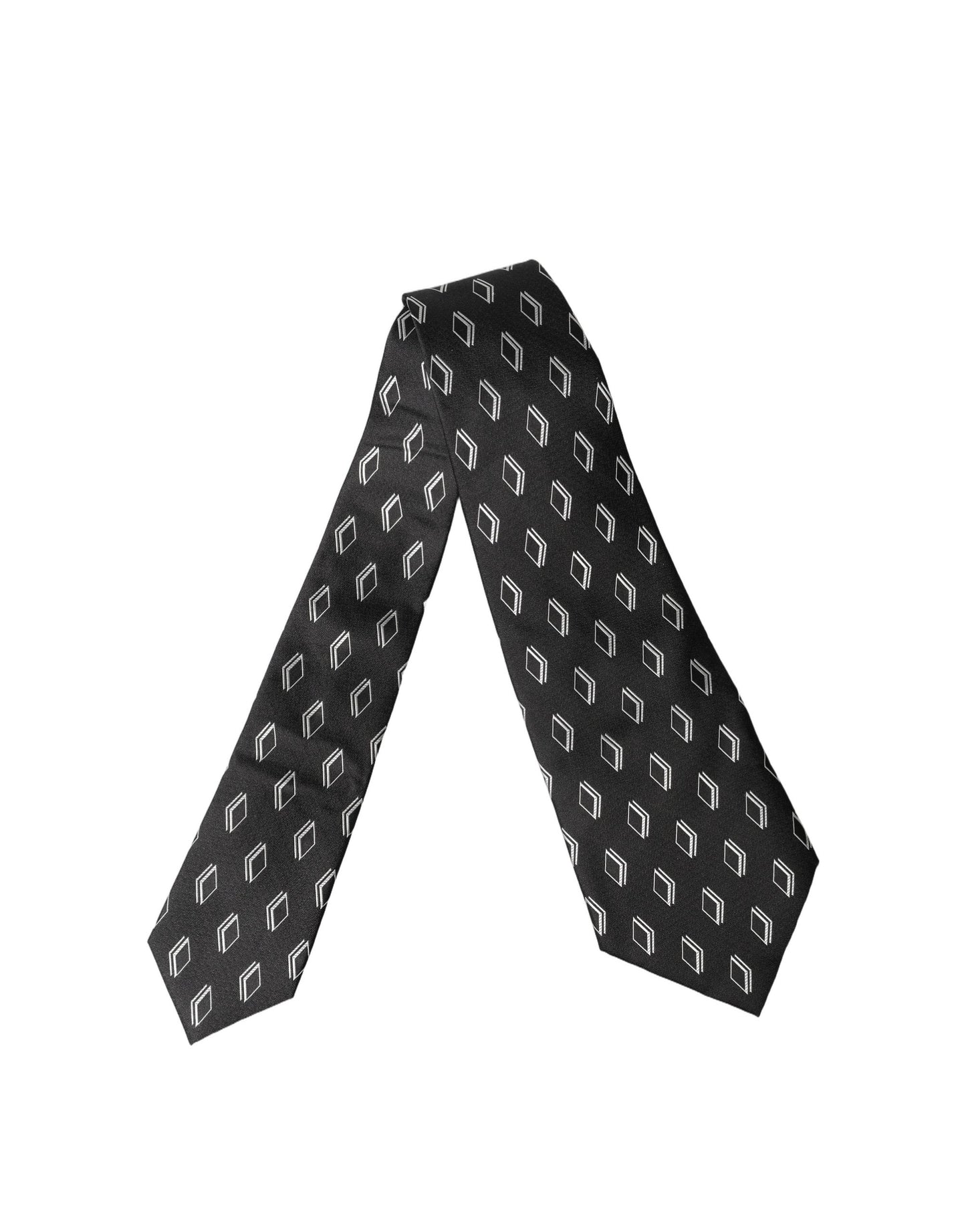 Cravate Dolce & Gabbana en soie noire à motifs, ajustable pour femme