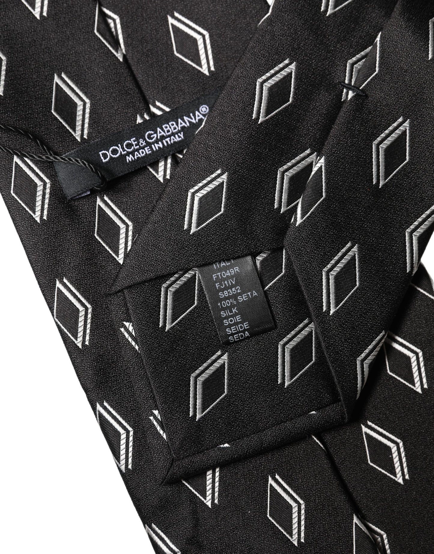 Cravate Dolce & Gabbana en soie noire à motifs, ajustable pour femme
