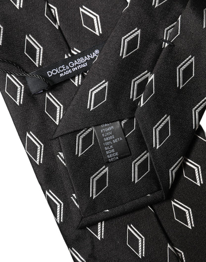 Cravate Dolce & Gabbana en soie noire à motifs, ajustable pour femme