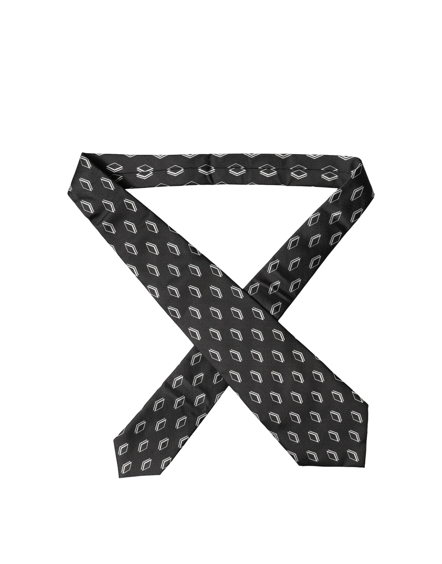 Cravate Dolce & Gabbana en soie noire à motifs, ajustable pour femme