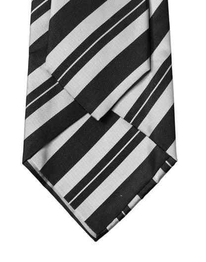Cravate femme réglable en soie à rayures noires et blanches Dolce & Gabbana