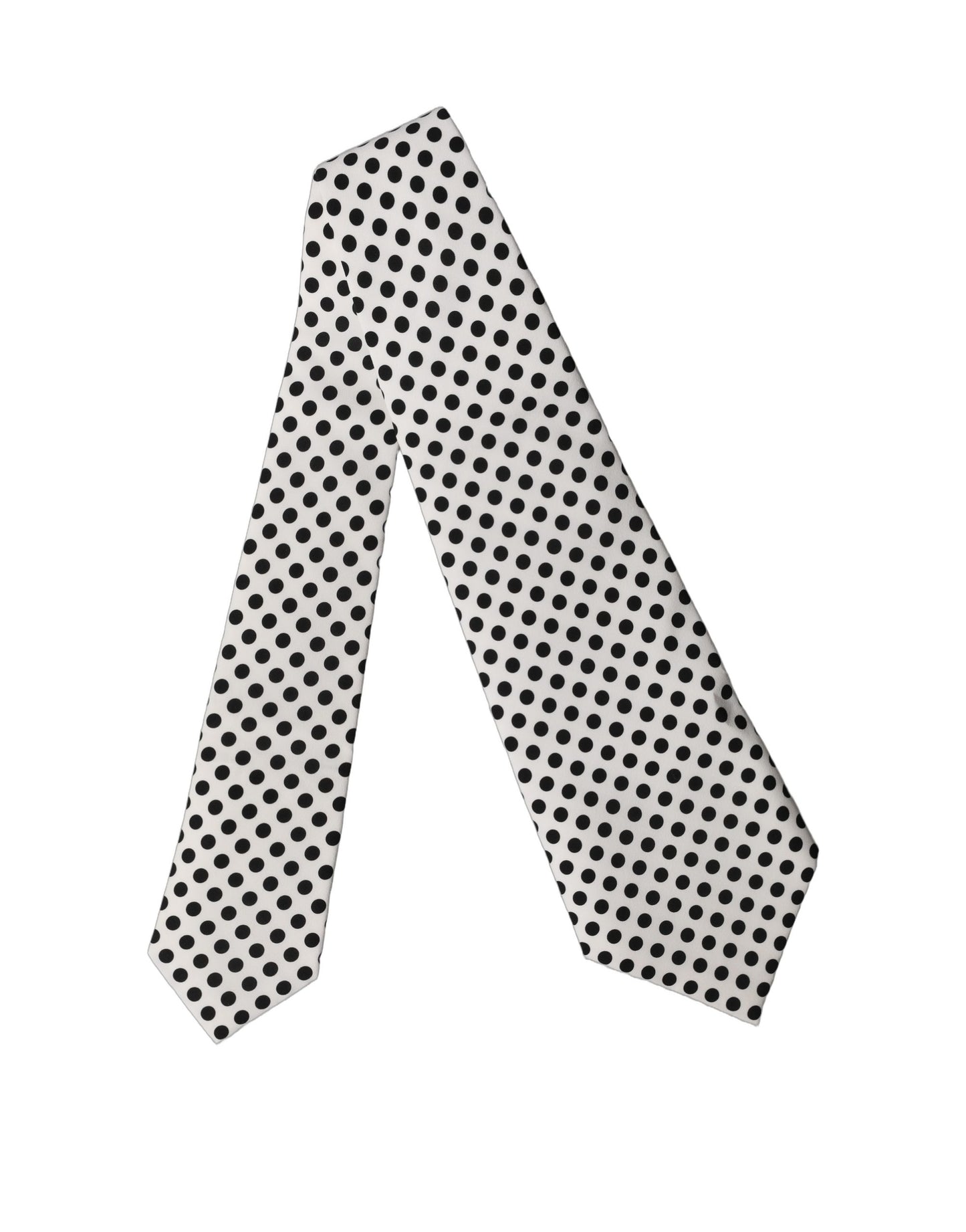 Corbata ajustable de seda blanca y negra con lunares Dolce & Gabbana para mujer