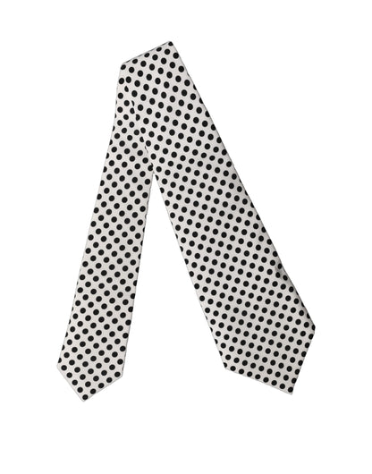 Corbata ajustable de seda blanca y negra con lunares Dolce & Gabbana para mujer