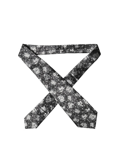 Cravate réglable en soie à motif floral noir et blanc Dolce & Gabbana pour femme