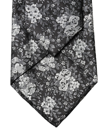 Cravate réglable en soie à motif floral noir et blanc Dolce & Gabbana pour femme