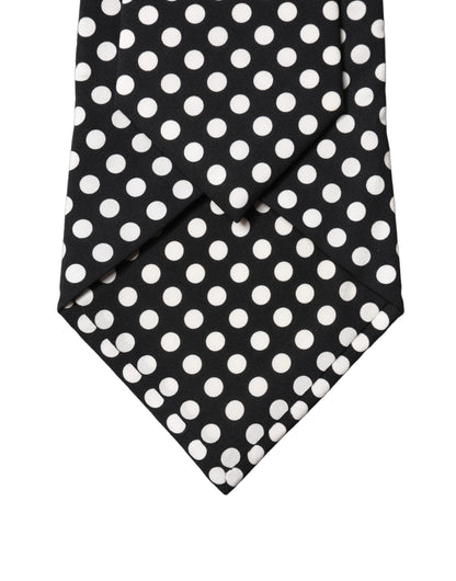 Cravate réglable en soie à pois noirs et blancs Dolce & Gabbana pour femme