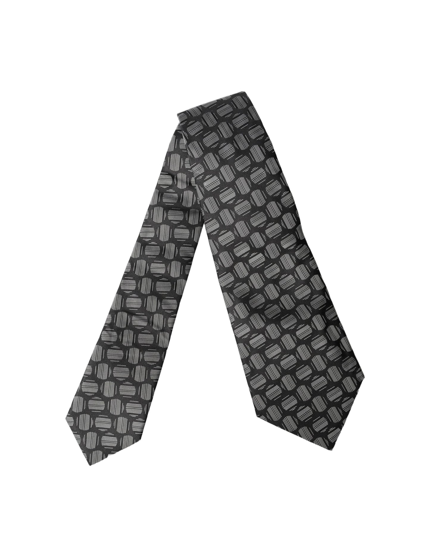 Corbata de seda ajustable Dolce & Gabbana blanco y negro con estampado geométrico para mujer