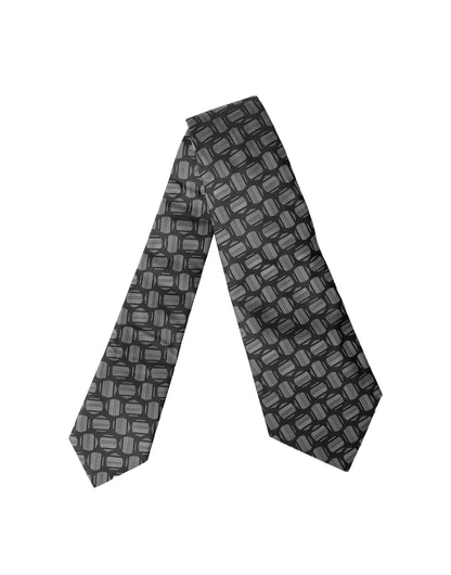 Corbata de seda ajustable Dolce & Gabbana blanco y negro con estampado geométrico para mujer