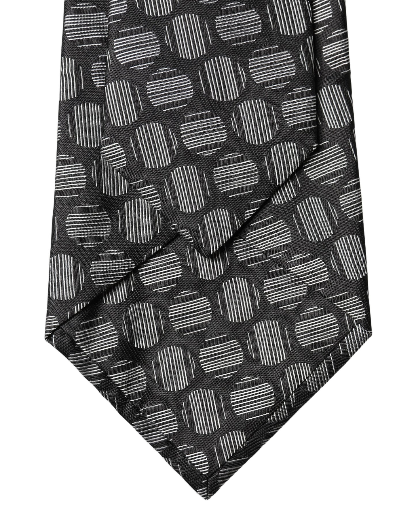 Corbata de seda ajustable Dolce & Gabbana blanco y negro con estampado geométrico para mujer