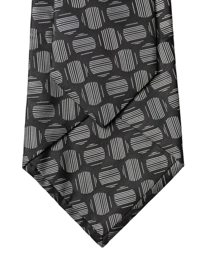 Corbata de seda ajustable Dolce & Gabbana blanco y negro con estampado geométrico para mujer