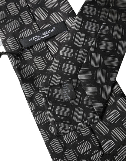 Corbata de seda ajustable Dolce & Gabbana blanco y negro con estampado geométrico para mujer