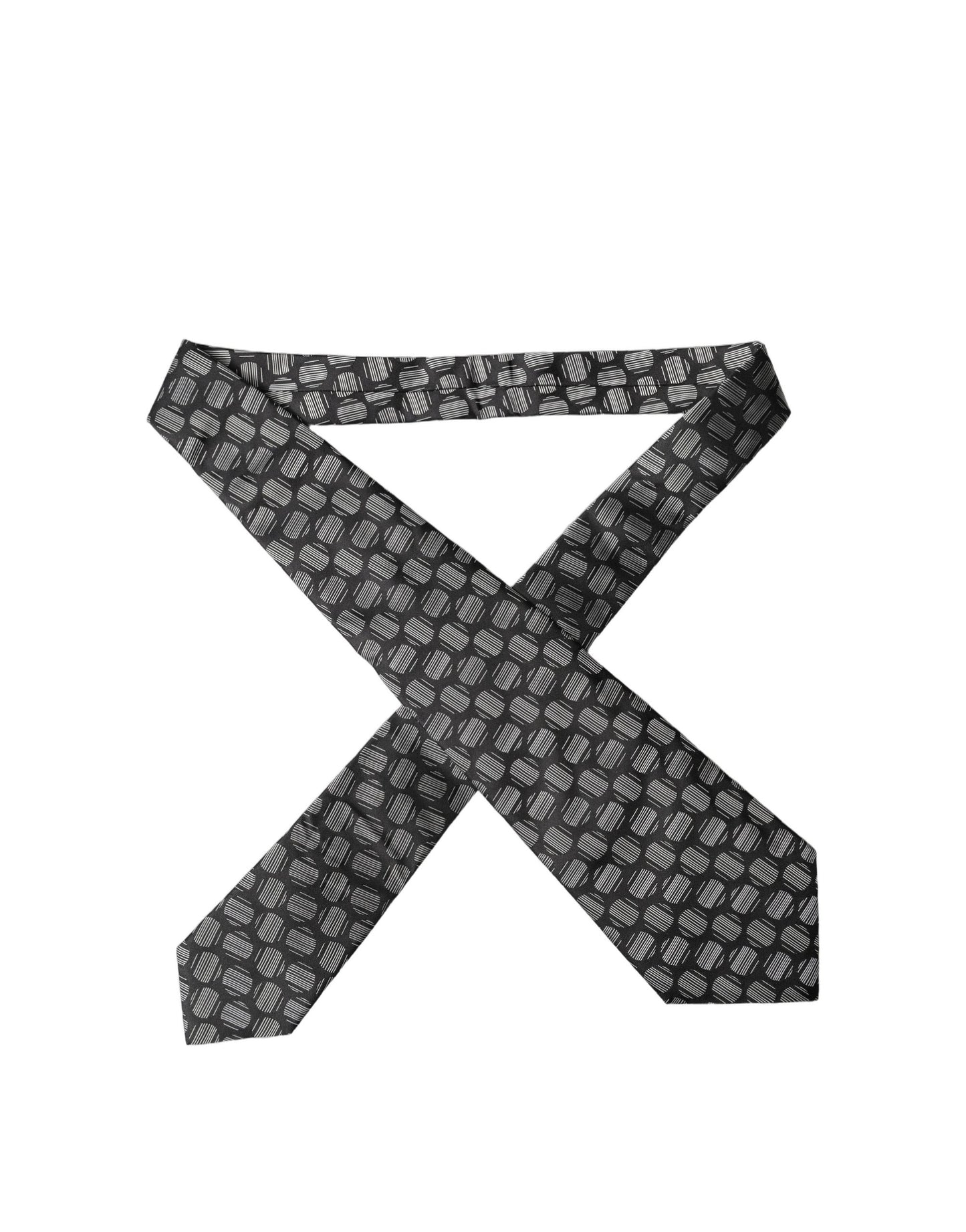 Corbata de seda ajustable Dolce & Gabbana blanco y negro con estampado geométrico para mujer