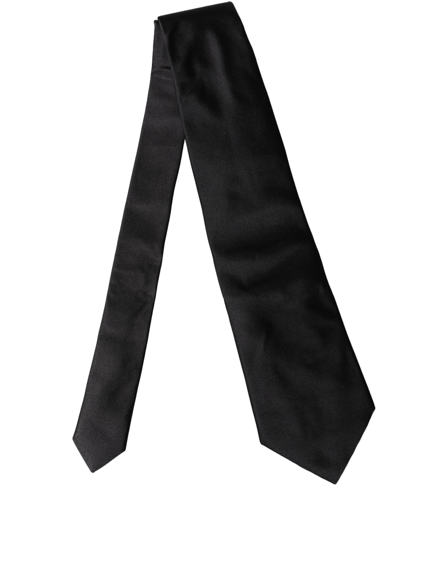 Corbata de mujer ajustable de seda satinada lisa negra Dolce & Gabbana