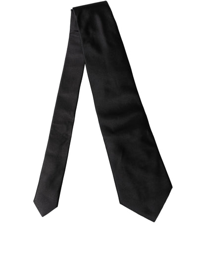 Corbata de mujer ajustable de seda satinada lisa negra Dolce & Gabbana