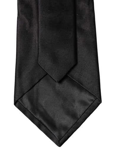 Corbata de mujer ajustable de seda satinada lisa negra Dolce & Gabbana