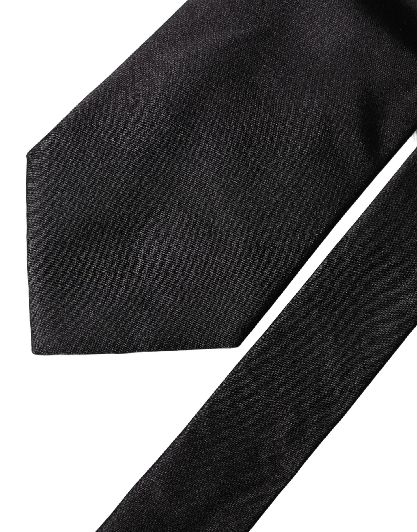 Corbata de mujer ajustable de seda satinada lisa negra Dolce & Gabbana