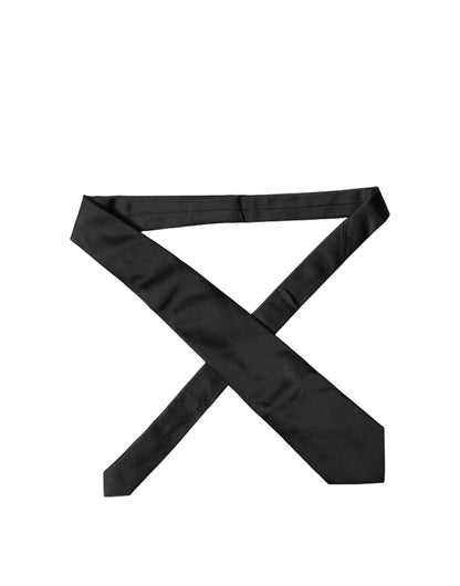 Corbata de mujer ajustable de seda satinada lisa negra Dolce & Gabbana