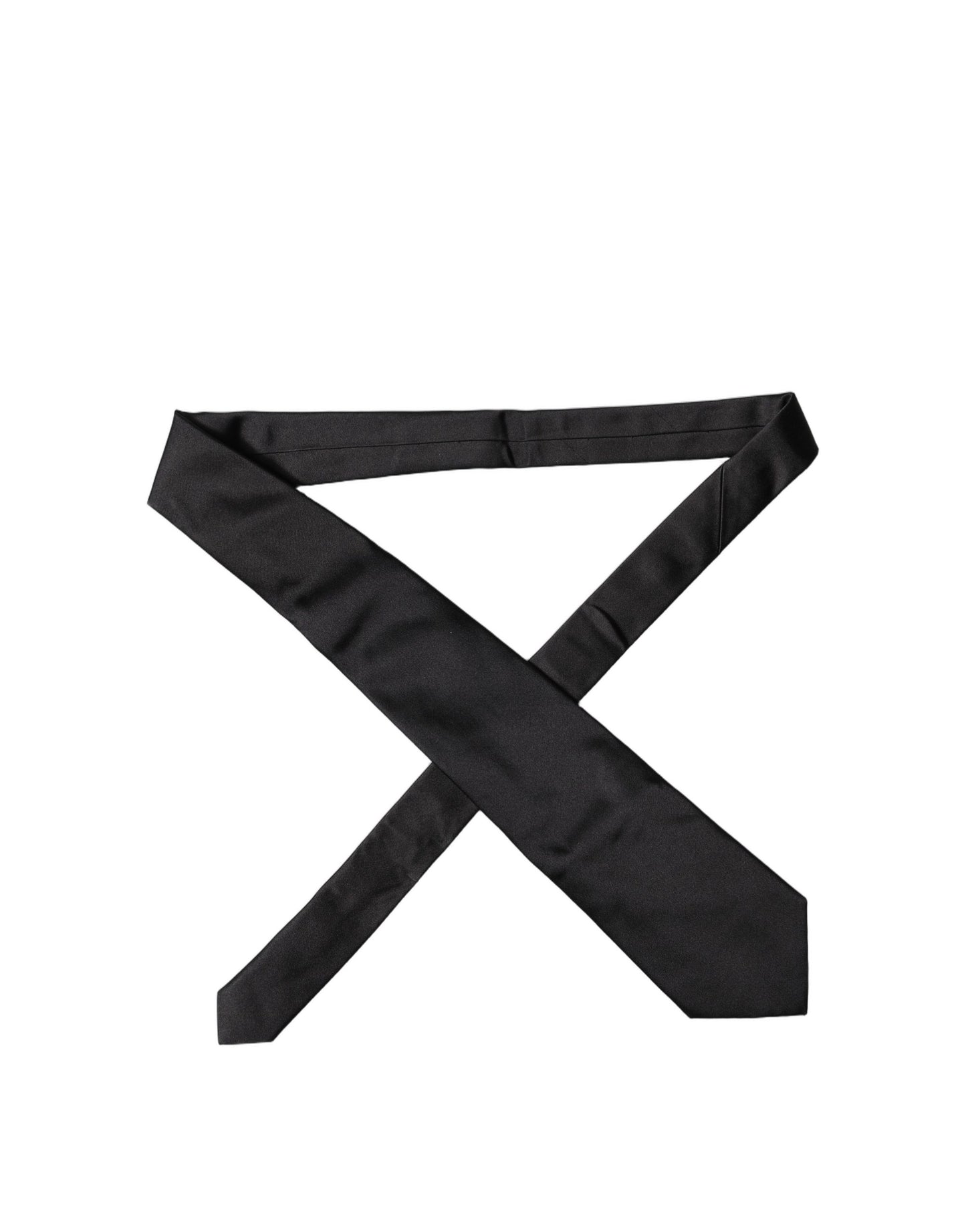 Corbata de mujer ajustable de seda satinada lisa negra Dolce & Gabbana