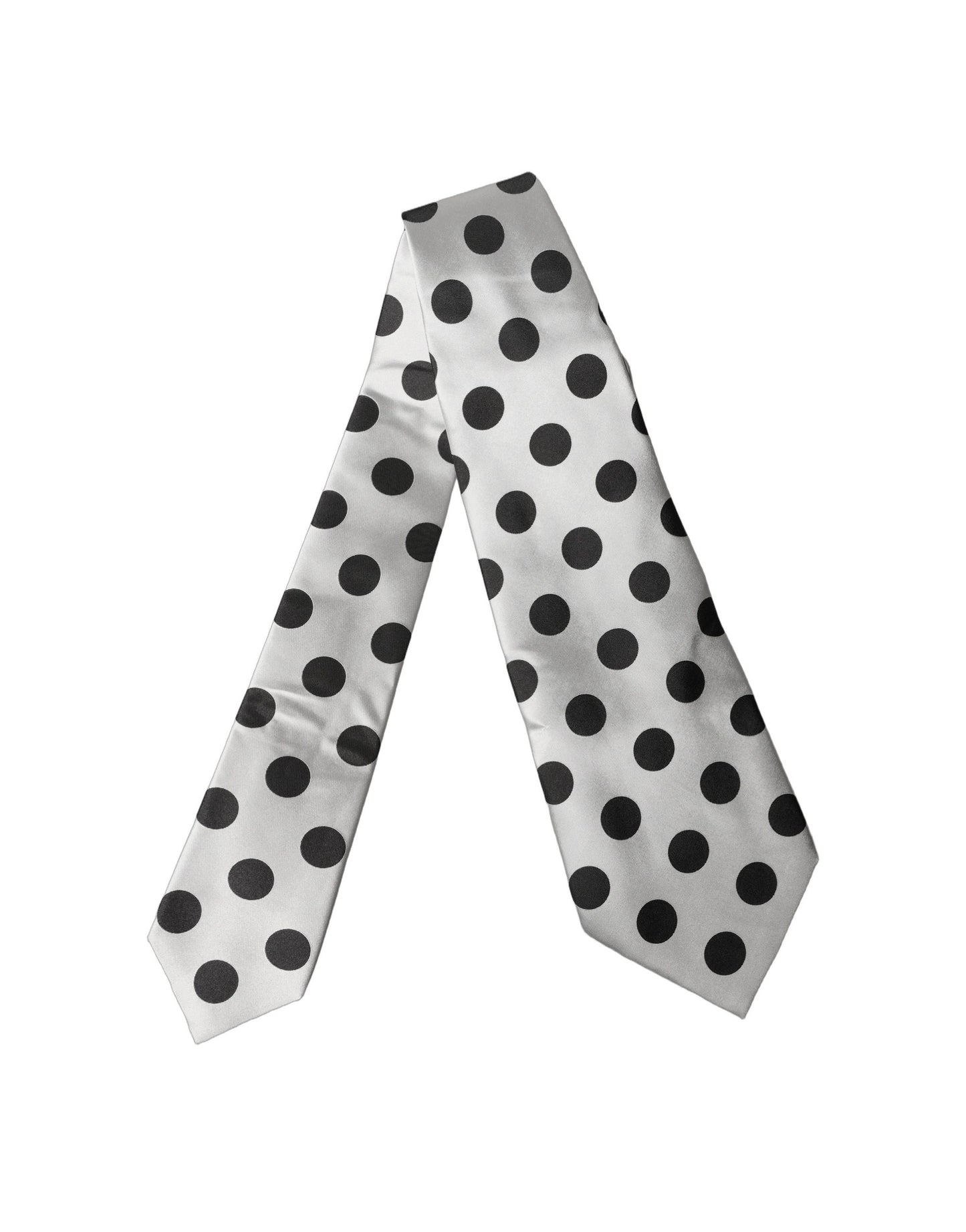 Corbata ajustable de seda blanca y negra con lunares Dolce & Gabbana para mujer