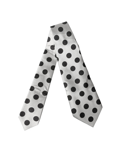 Corbata ajustable de seda blanca y negra con lunares Dolce & Gabbana para mujer