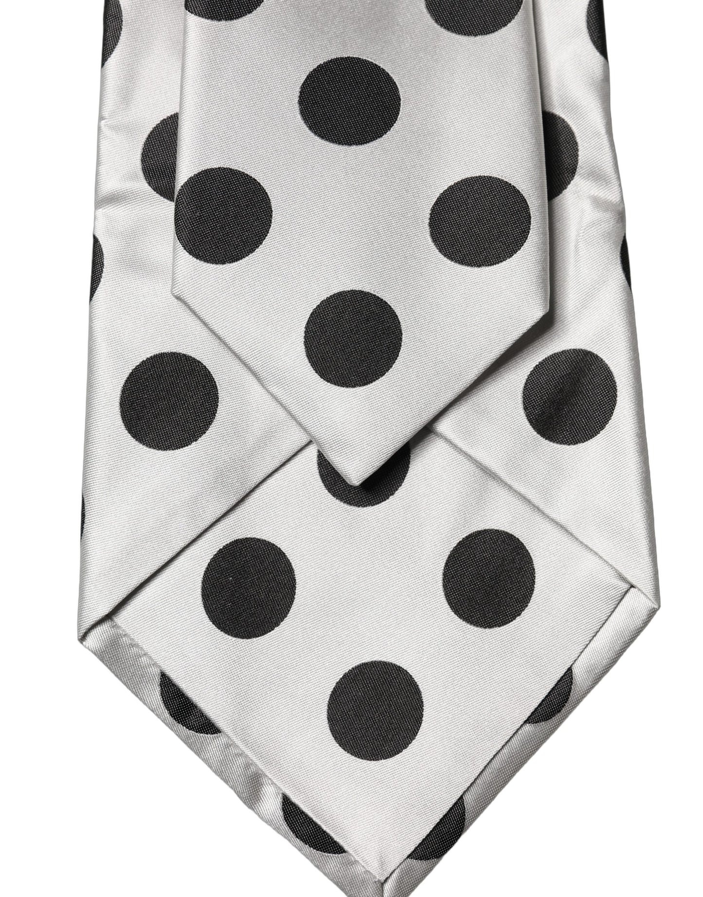 Corbata ajustable de seda blanca y negra con lunares Dolce & Gabbana para mujer