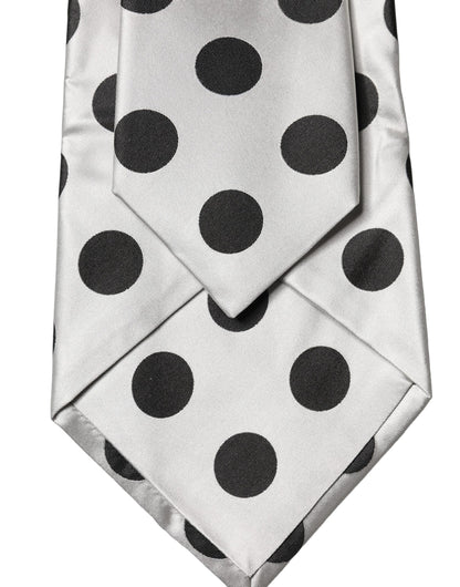 Corbata ajustable de seda blanca y negra con lunares Dolce & Gabbana para mujer