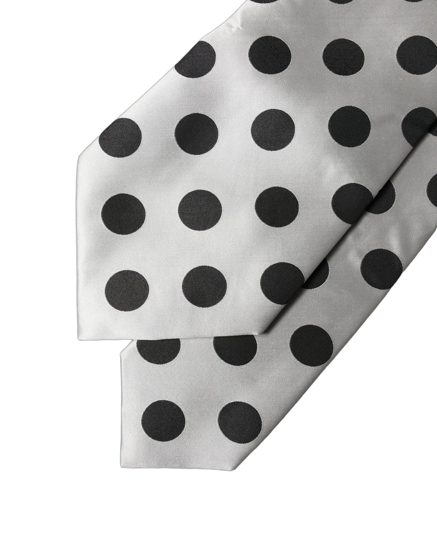 Corbata ajustable de seda blanca y negra con lunares Dolce & Gabbana para mujer