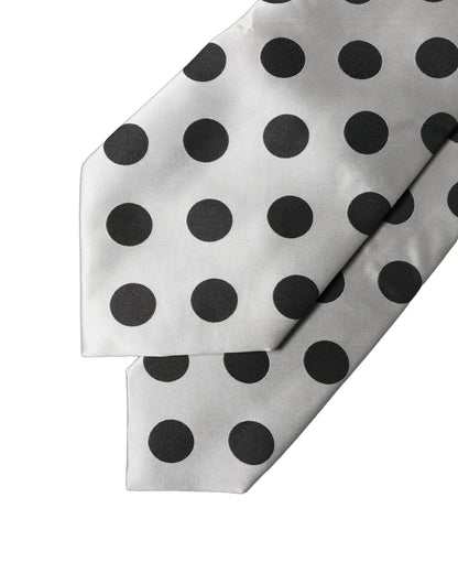 Corbata ajustable de seda blanca y negra con lunares Dolce & Gabbana para mujer