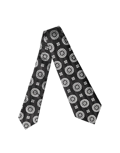 Corbata de seda floral en blanco y negro ajustable para mujer Dolce & Gabbana