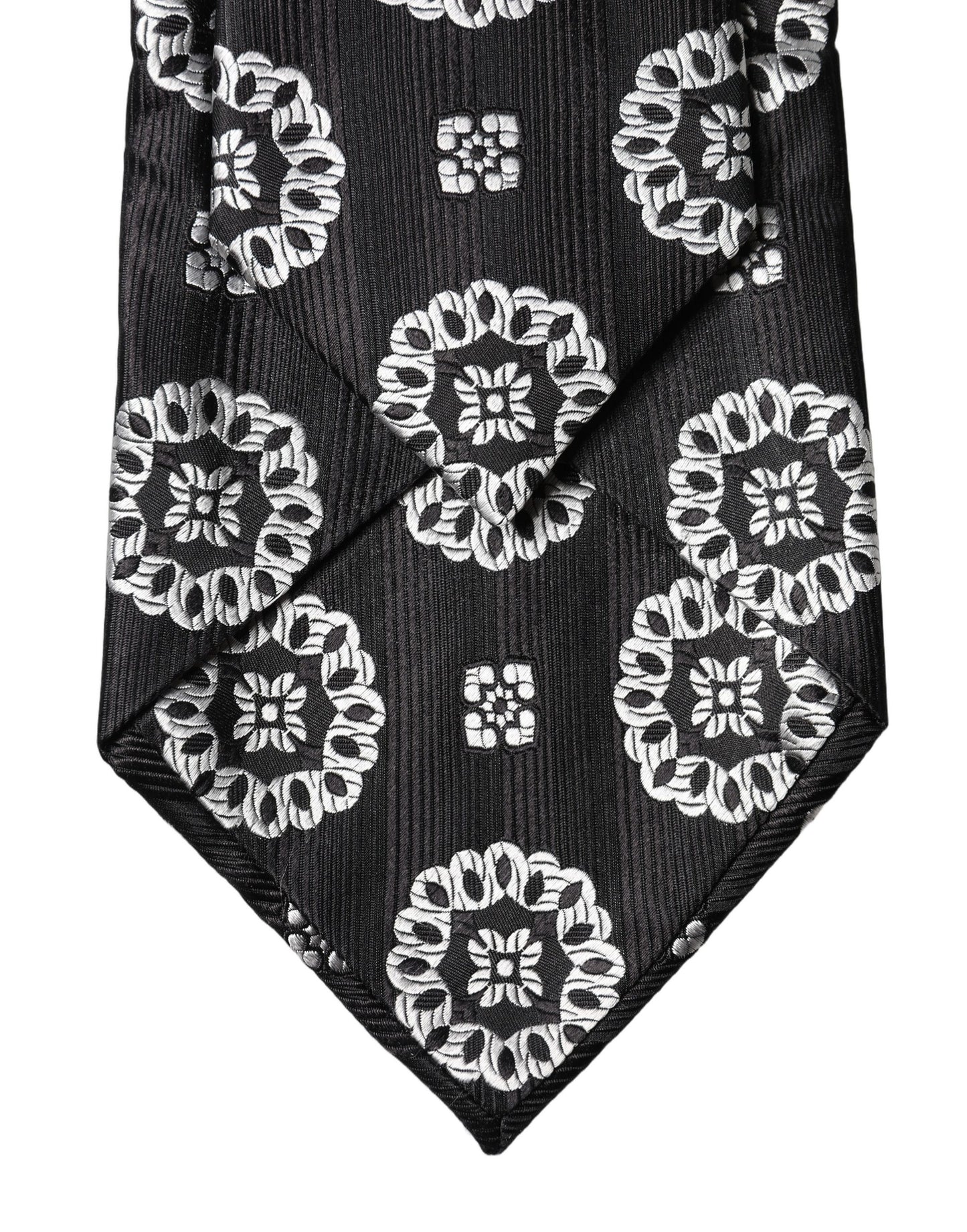 Corbata de seda floral en blanco y negro ajustable para mujer Dolce & Gabbana